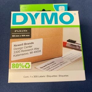 DYMO Shipping Label Roll. 300 labels in a roll. NIB